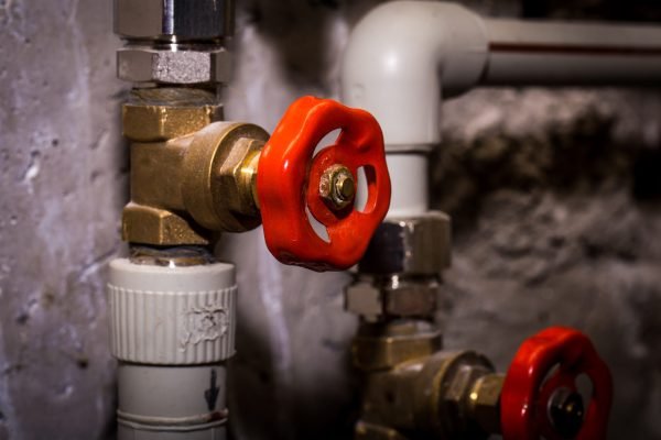 Piping with taps, Central heating system Piping with taps, Central heating system close-up